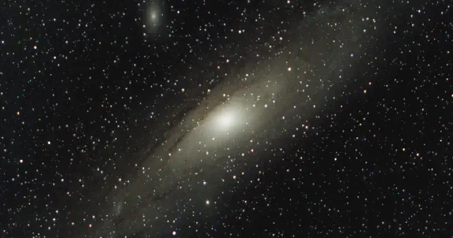 a picture of the spiral galaxy Andromeda in space